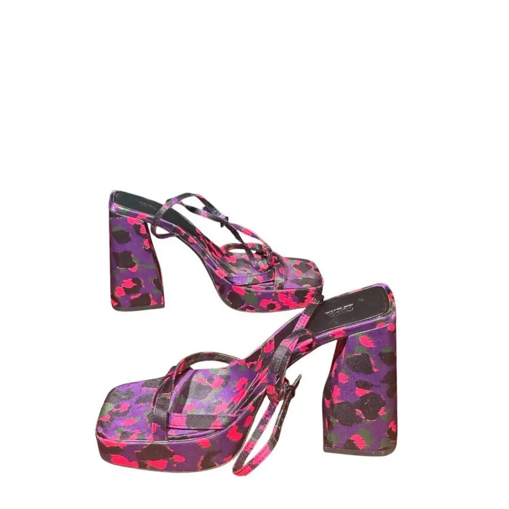 Zara Printed Platform Heels Size euro 38